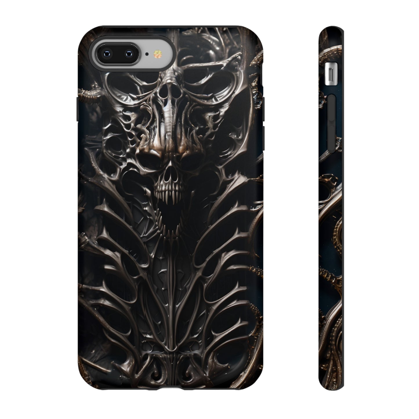 Biomechanical Horror 3 Tough Phone Case – Futuristic Alien Skull Design for iPhone, Samsung Galaxy, and Google Pixel Devices