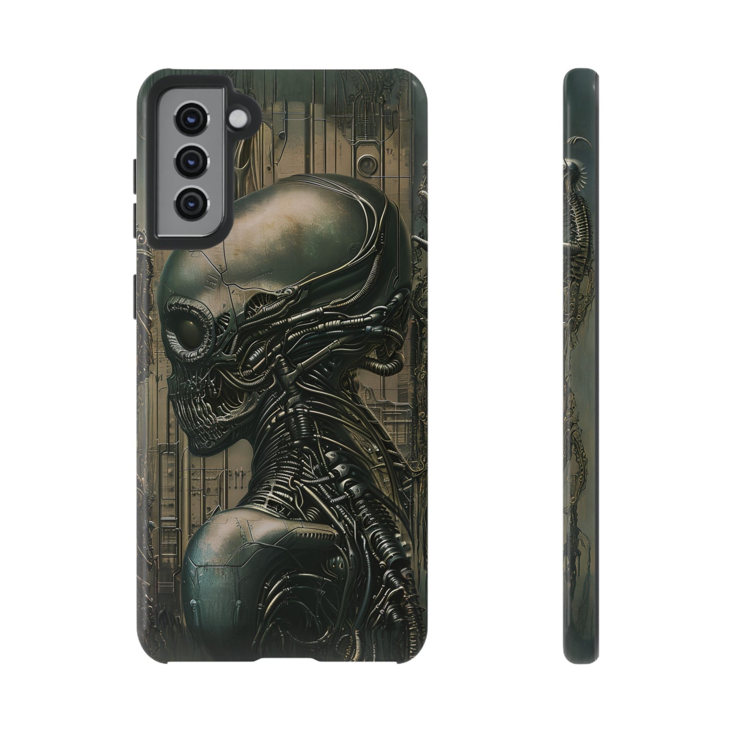 Biomechanical Android Phone Case – Futuristic Alien Horror H.R. Giger-Inspired Design for iPhone, Samsung Galaxy, and Google Pixel Devices