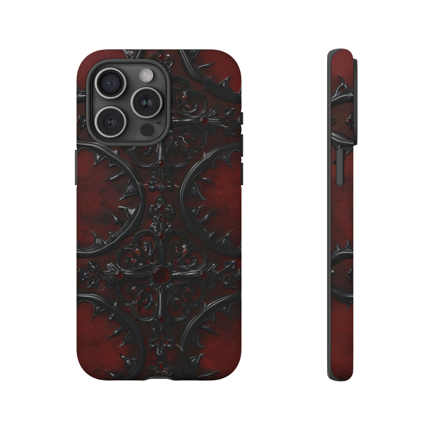 Vampiric Leather Phone Case for iPhone, Samsung Galaxy, and Google Pixel Devices - Gothic Ornate Design