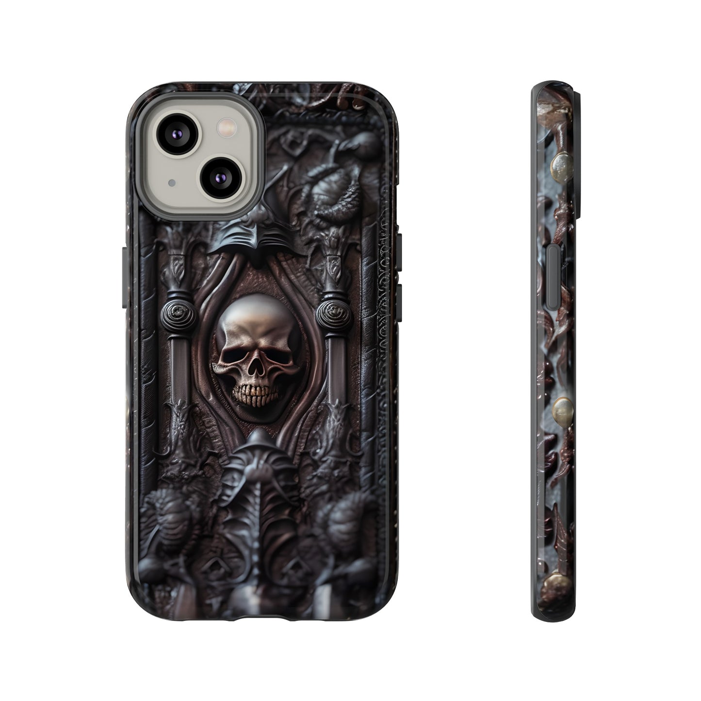 Dark Grimoire of Death Tough Phone Case – Gothic Skull Vampiric Design for iPhone, Samsung Galaxy, and Google Pixel Devices