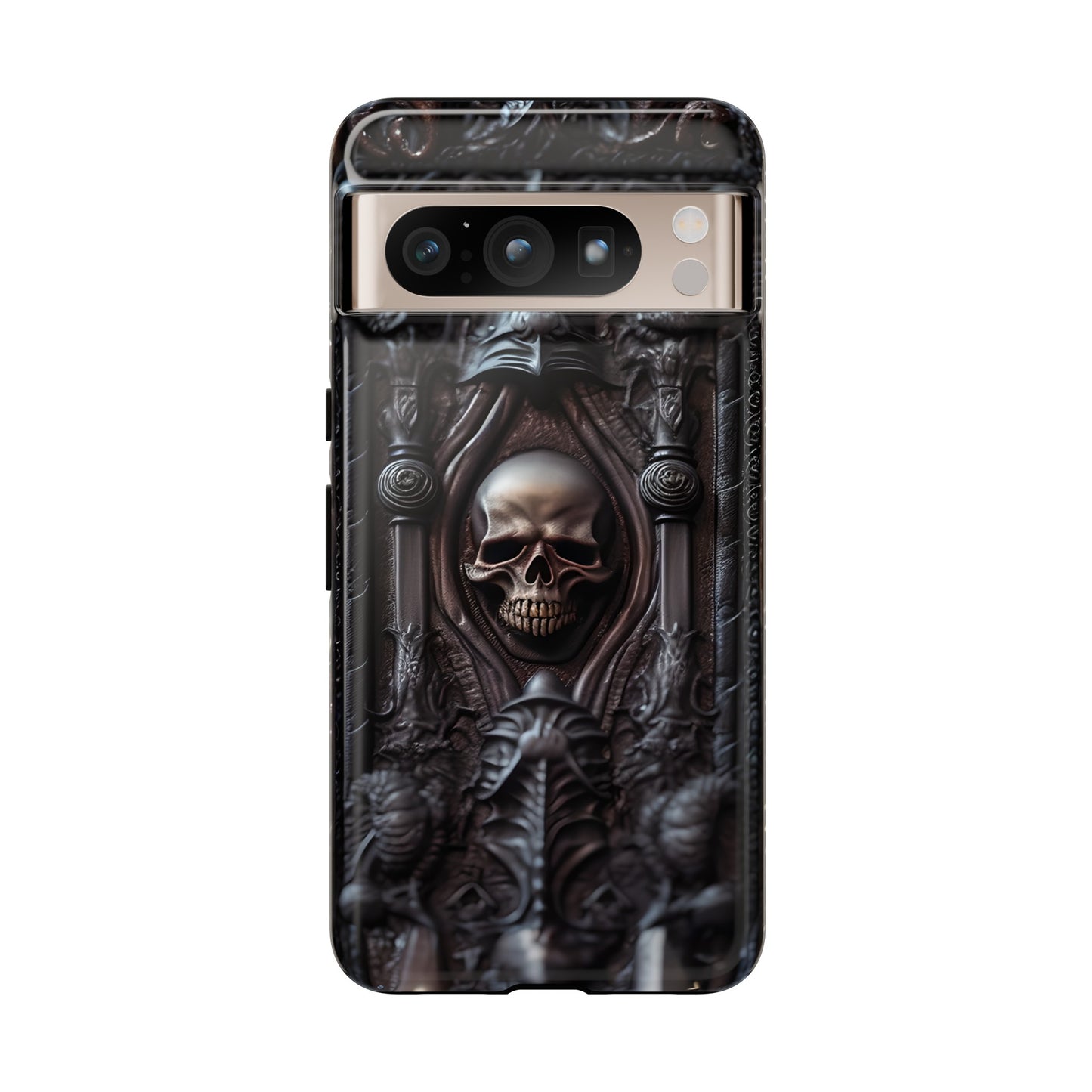 Dark Grimoire of Death Tough Phone Case – Gothic Skull Vampiric Design for iPhone, Samsung Galaxy, and Google Pixel Devices