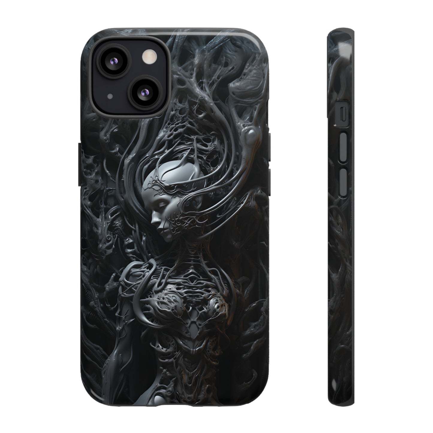 Biomechanical Beauty Phone Case – Futuristic Alien Design for iPhone, Samsung Galaxy, and Google Pixel Devices