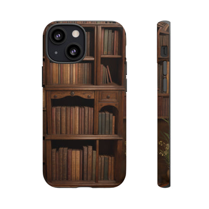 Book Shelf Phone Case – Vintage Library Design for iPhone, Samsung Galaxy, and Google Pixel Devices