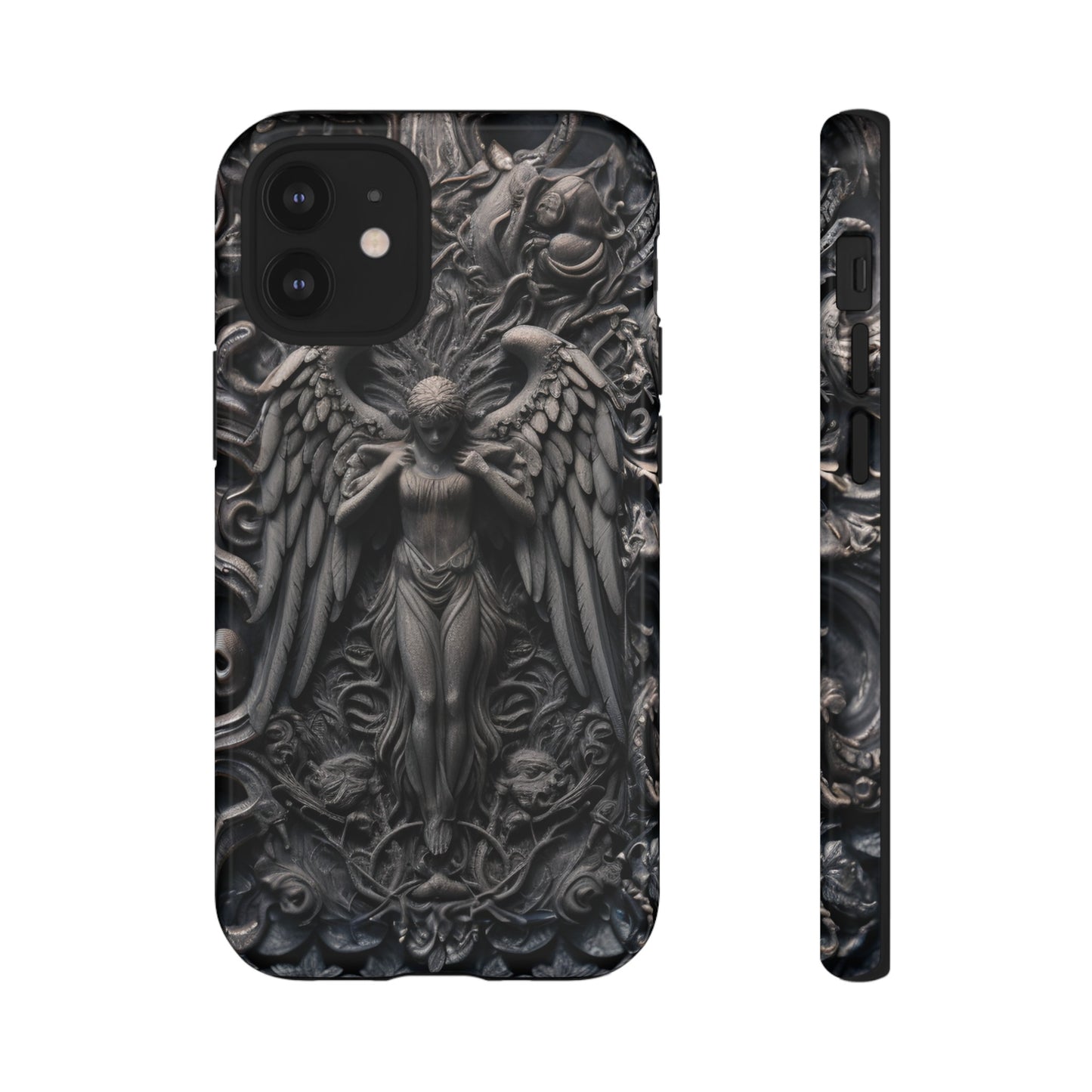 Grey Angel Phone Case – Gothic Marble Statue Design for iPhone, Samsung Galaxy, and Google Pixel Devices