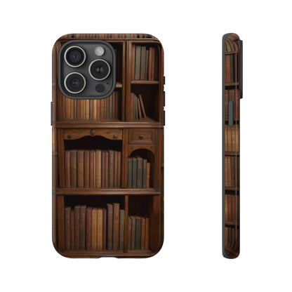 Book Shelf Phone Case – Vintage Library Design for iPhone, Samsung Galaxy, and Google Pixel Devices