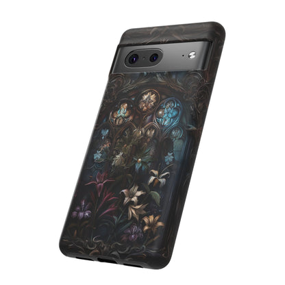 Elegant Gothic Flower Art Phone Case - Intricate Floral Design for iPhone, Samsung Galaxy, and Google Pixel Devices