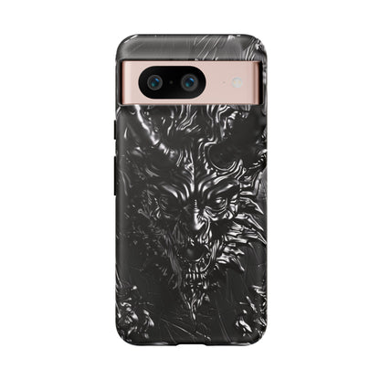 Silver Devil Phone Case – Gothic Demon Design for iPhone, Samsung Galaxy, and Google Pixel Devices