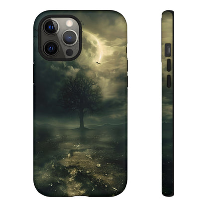 The Tree of Desolation Phone Case – Dark Fantasy Gothic Art with Full Moon for iPhone, Samsung Galaxy, and Google Pixel Devices