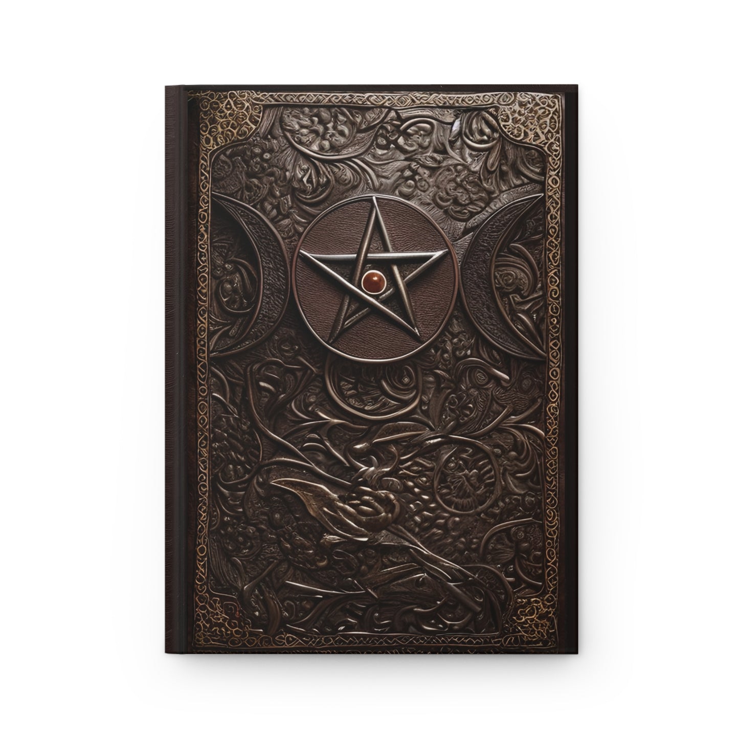 Triple Moon Pentacle Tome Hardcover Notebook – Mystical Journal for Creative Writing and Spiritual Reflections