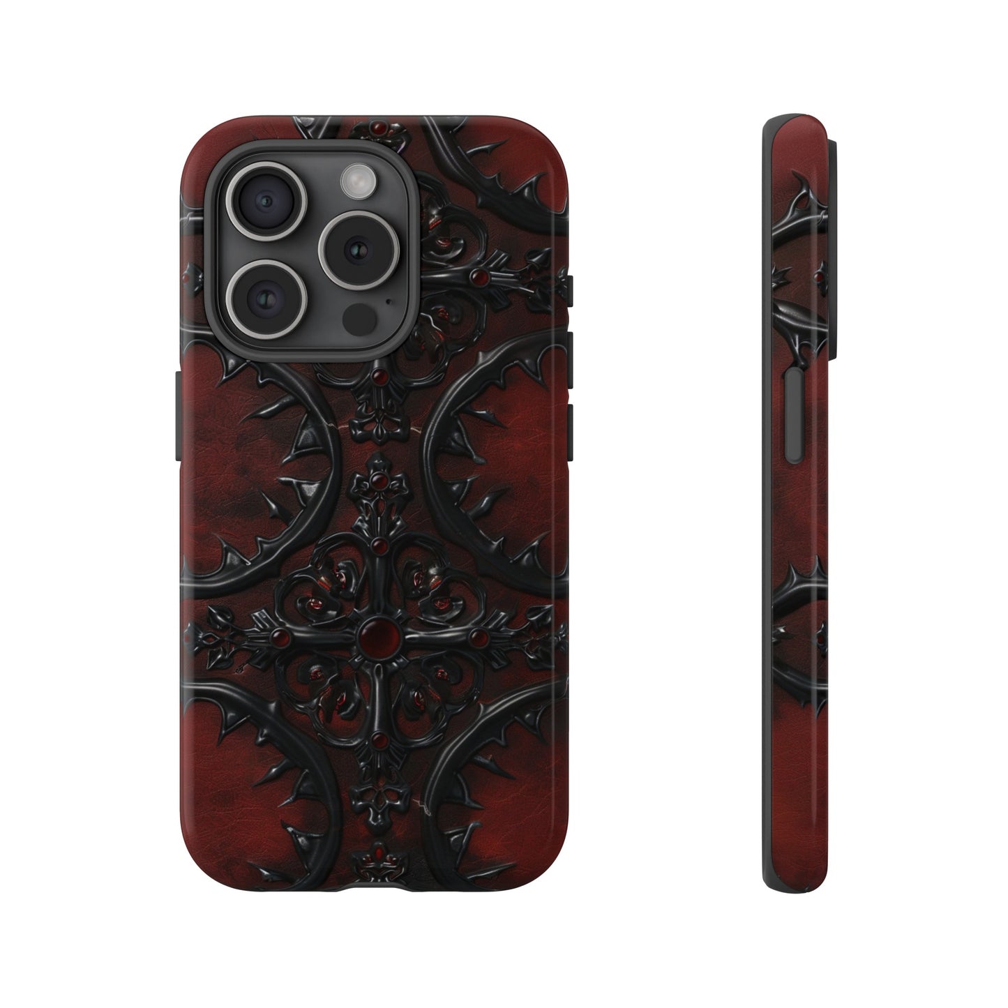 Vampiric Leather Phone Case for iPhone, Samsung Galaxy, and Google Pixel Devices - Gothic Ornate Design