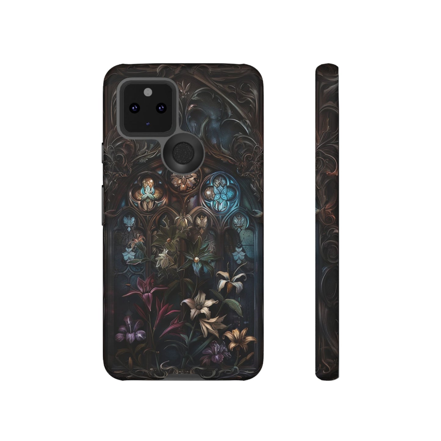 Elegant Gothic Flower Art Phone Case - Intricate Floral Design for iPhone, Samsung Galaxy, and Google Pixel Devices