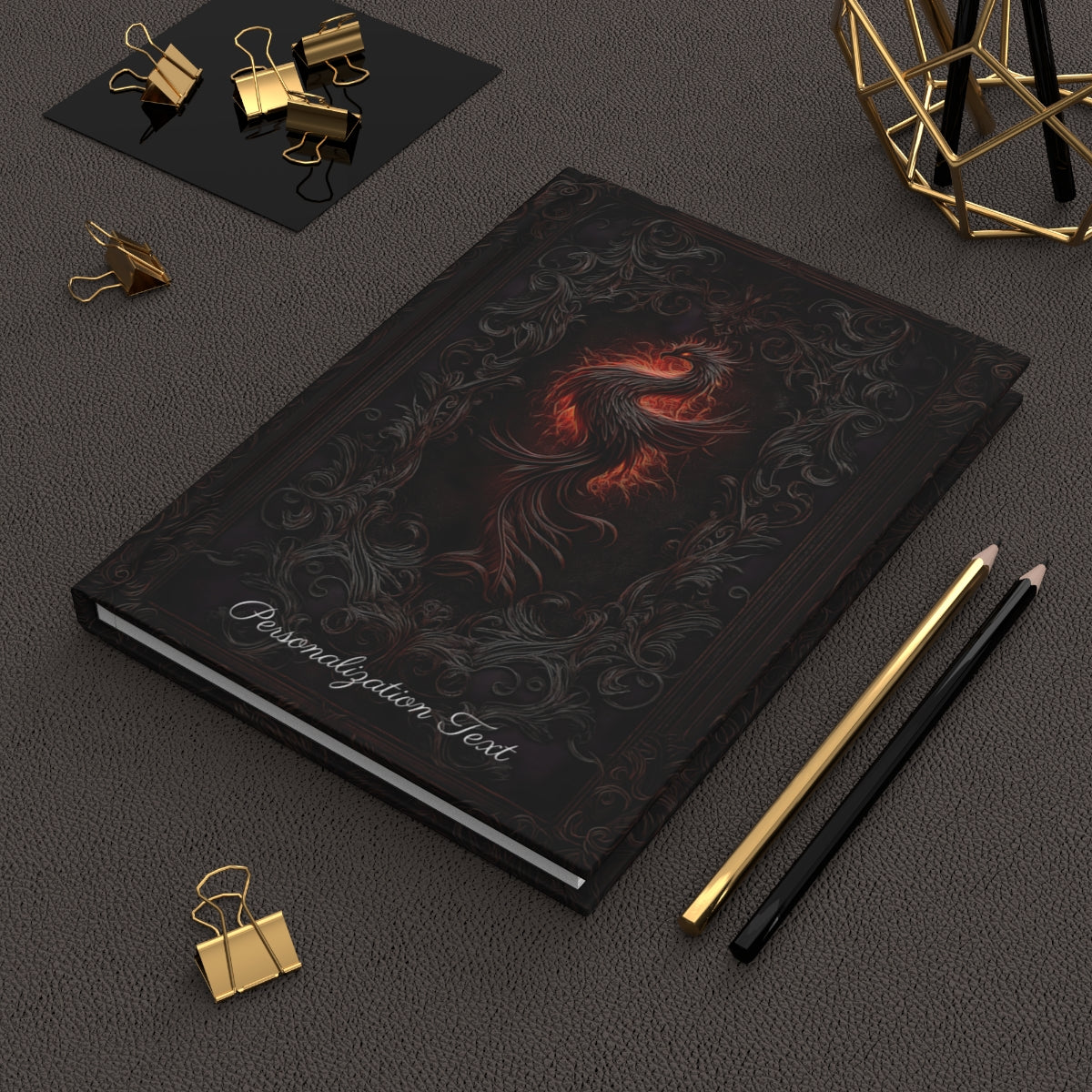 Fiery Phoenix Hardcover Journal - Personalized Notebook