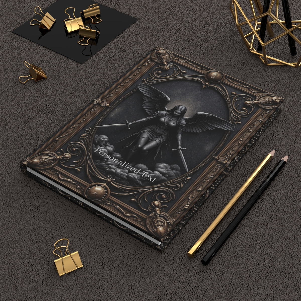 Dark Valkyrie Angel Journal - Personalized Gothic Warrior Notebook