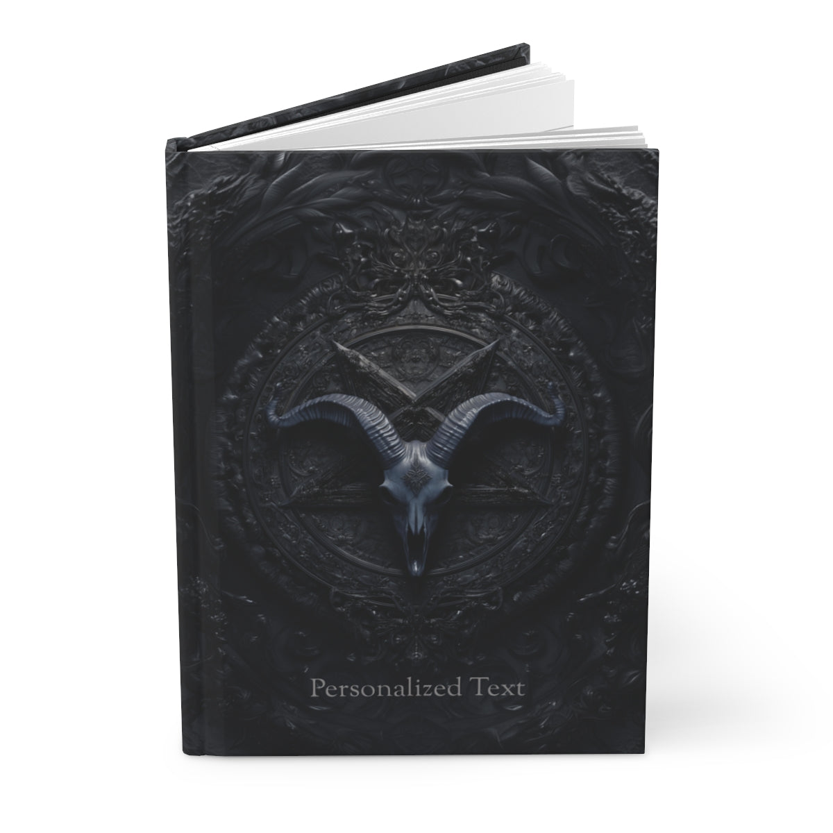 Gothic Goat Skull Journal - Dark Occult Notebook with Personalized Text