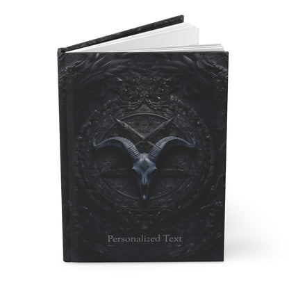 Gothic Goat Skull Journal - Dark Occult Notebook with Personalized Text