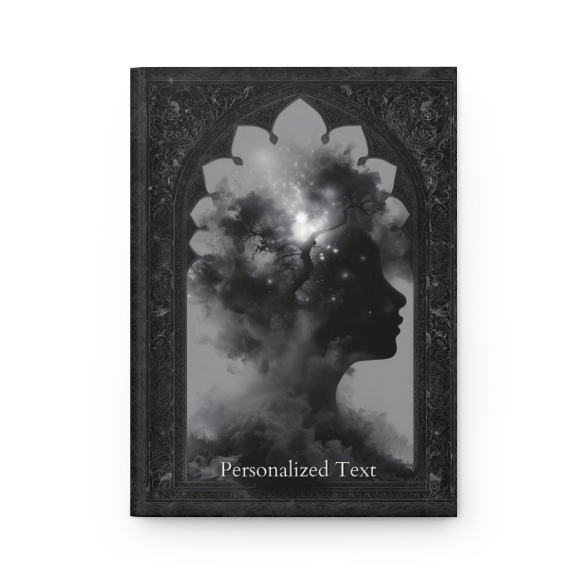 Celestial Dreamscape Journal - Mystical Silhouette Notebook with Personalized Text