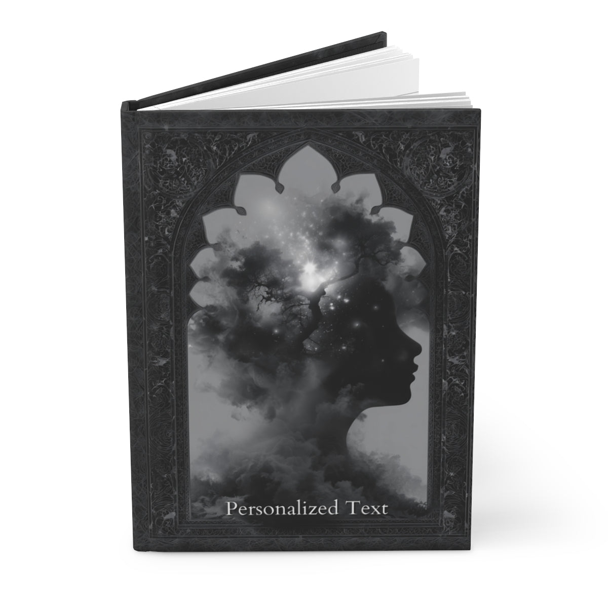 Celestial Dreamscape Journal - Mystical Silhouette Notebook with Personalized Text