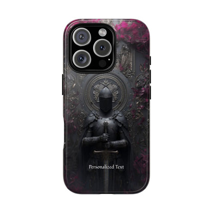 Personalized Gothic Knight Phone Case (Matte) - Dark Medieval Armor Design with Custom Text
