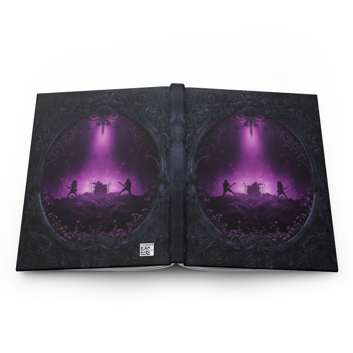 Personalized Gothic Rock Concert Notebook - Dark Stage Journal with Band Silhouette
