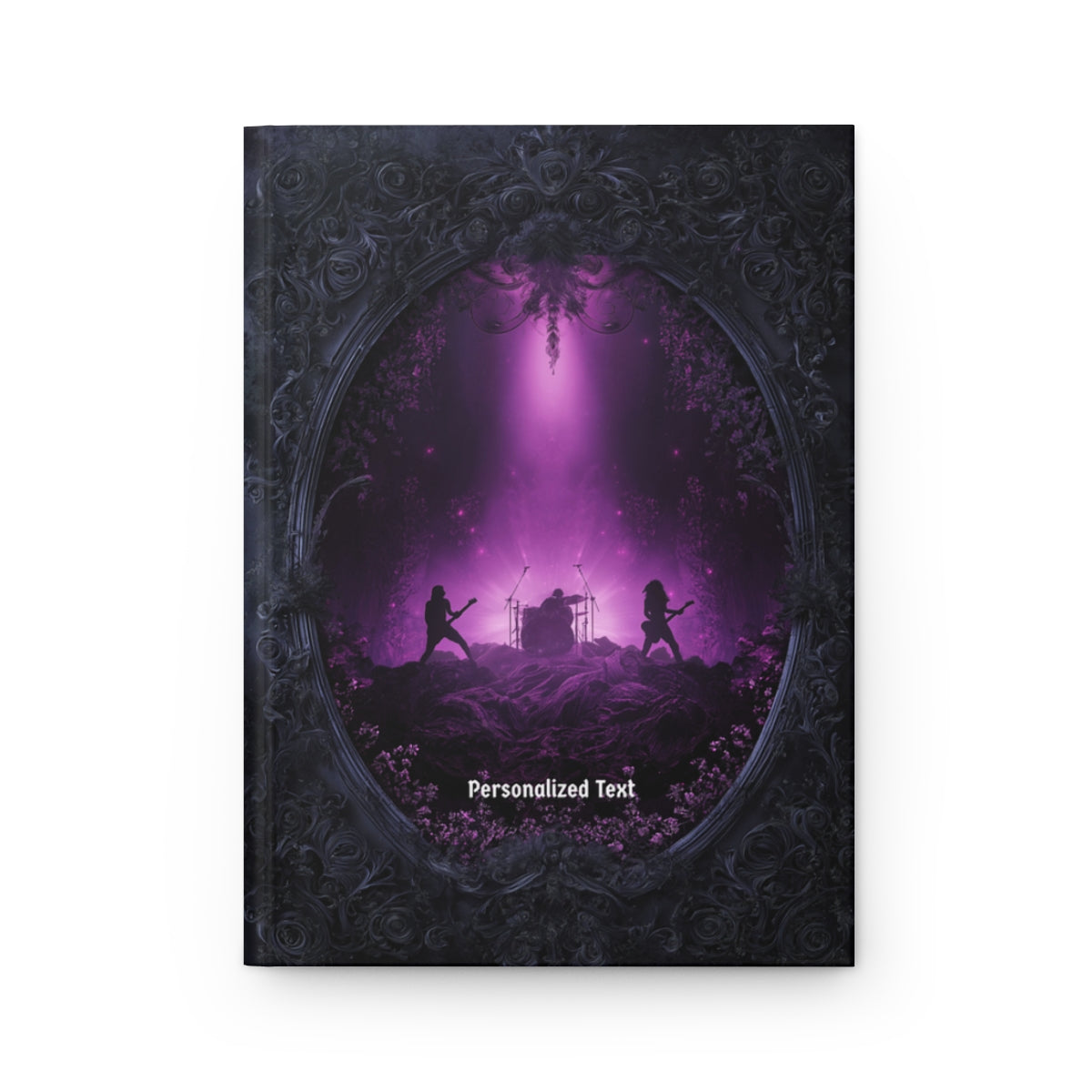 Personalized Gothic Rock Concert Notebook - Dark Stage Journal with Band Silhouette