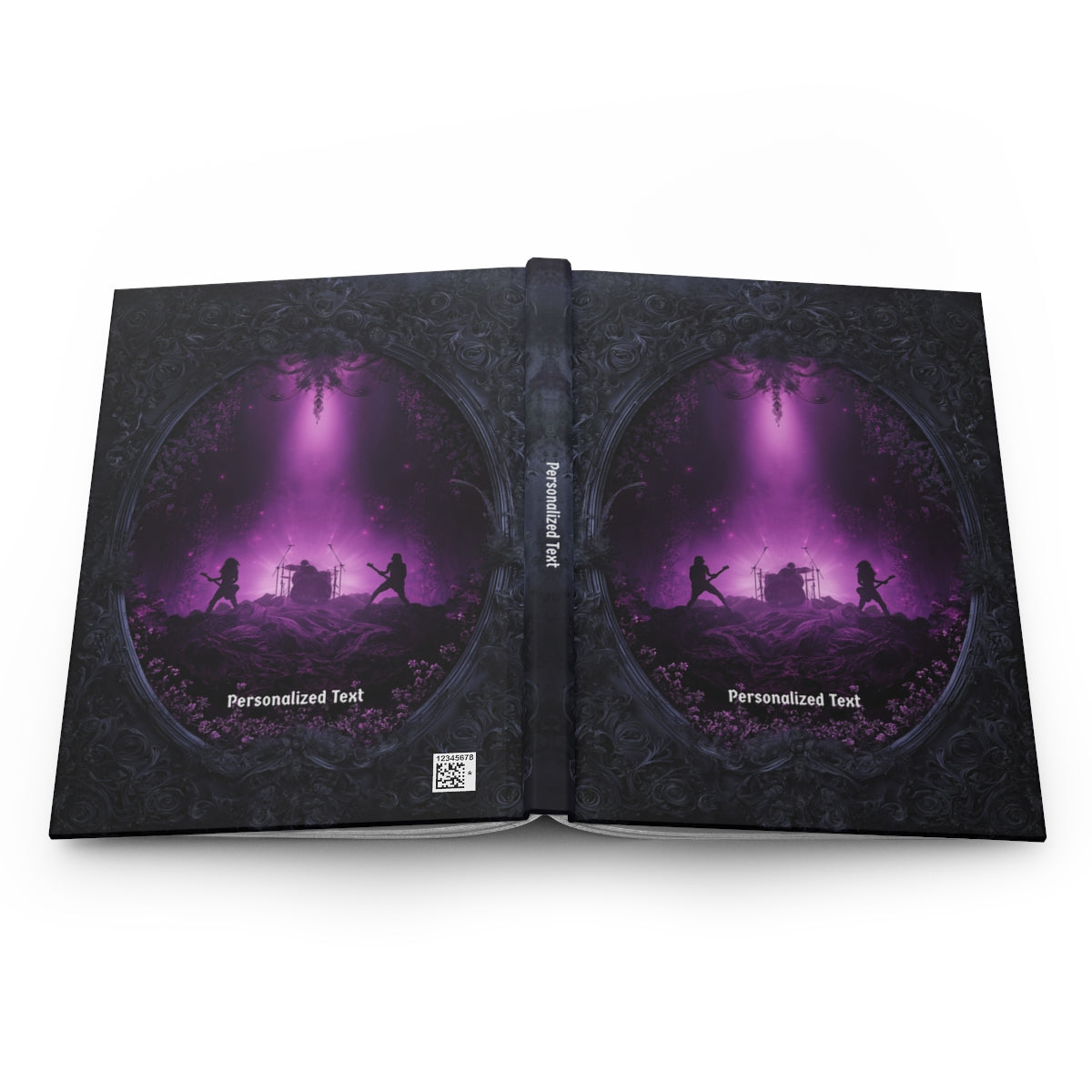 Personalized Gothic Rock Concert Notebook - Dark Stage Journal with Band Silhouette