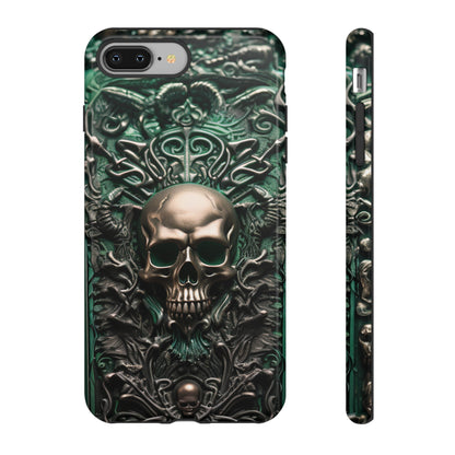 Green Skull Phone Case – Ornate Gothic Design for iPhone, Samsung Galaxy, and Google Pixel Devices