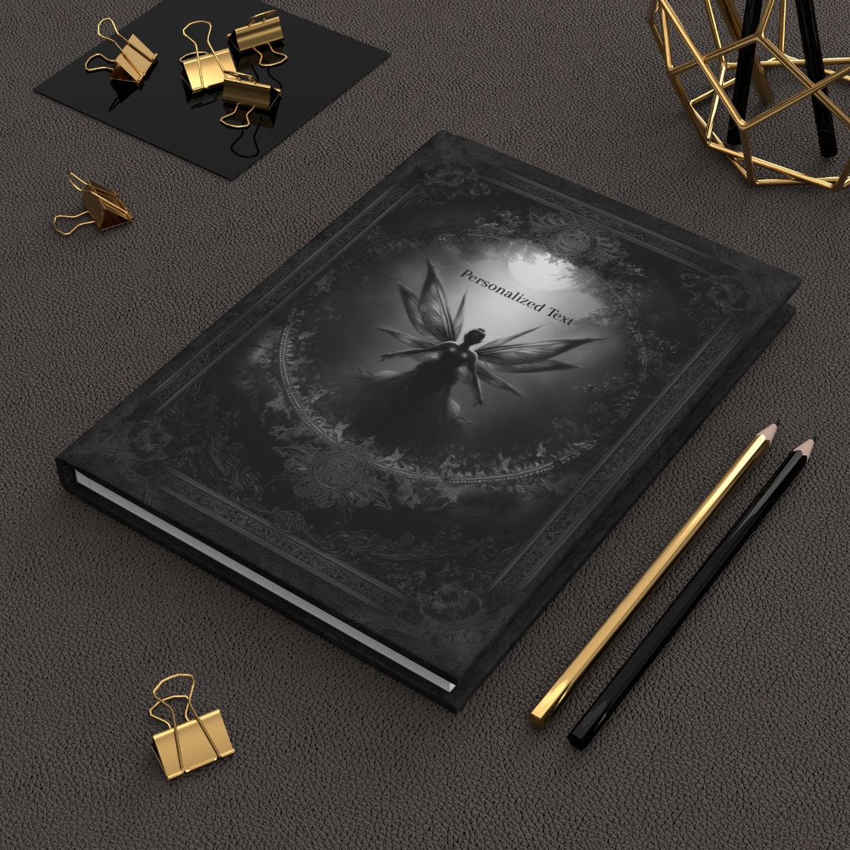 Personalized Gothic Fairy Journal - Dark Fantasy Notebook with Moonlit Wings