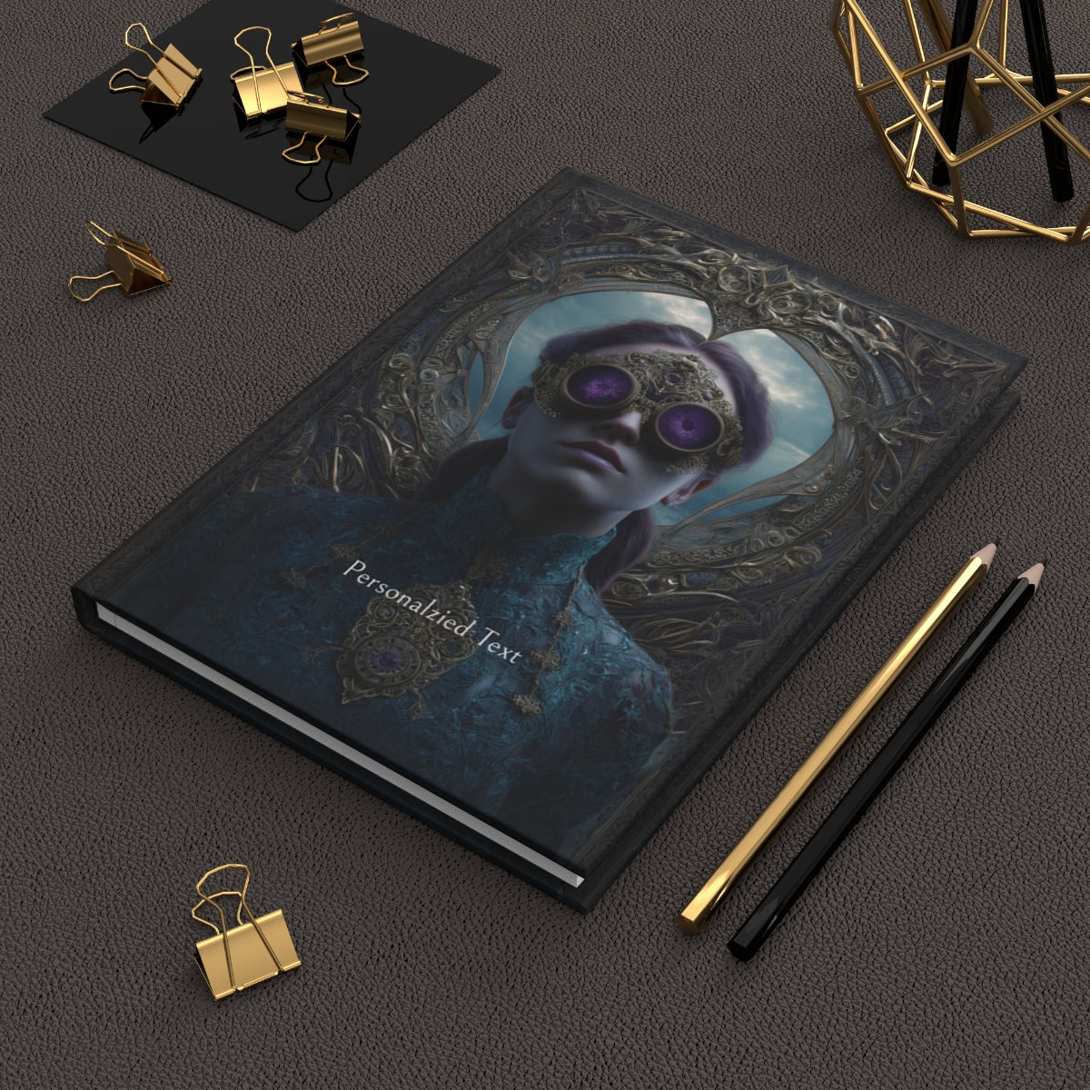 Personalized Steampunk Visionary Journal - Gothic Goggle Girl Notebook
