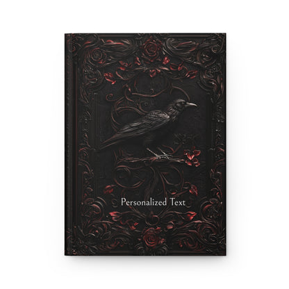 Black Raven Journal with Intricate Floral Design - Gothic Stationery