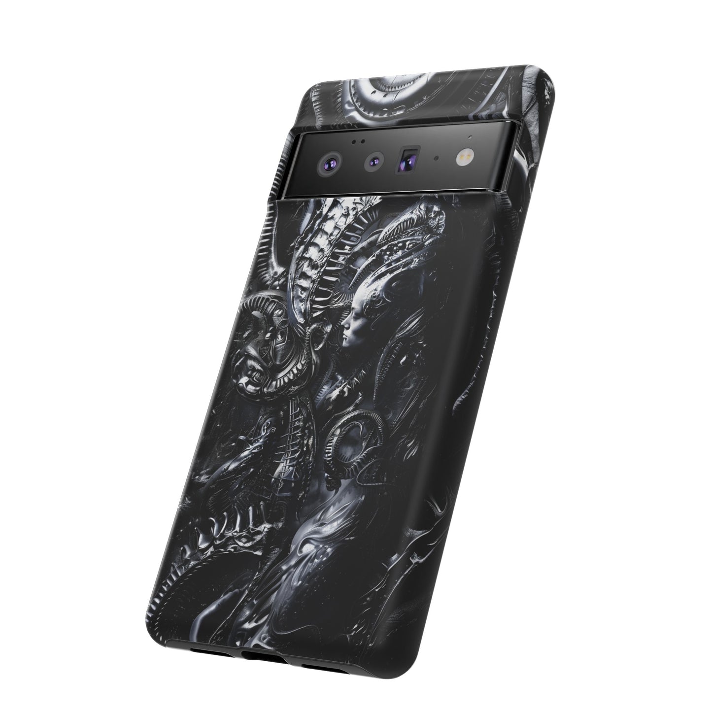 Biomechanical Transhumanism Phone Case – Alien Horror Design for iPhone and Samsung Galaxy Devices