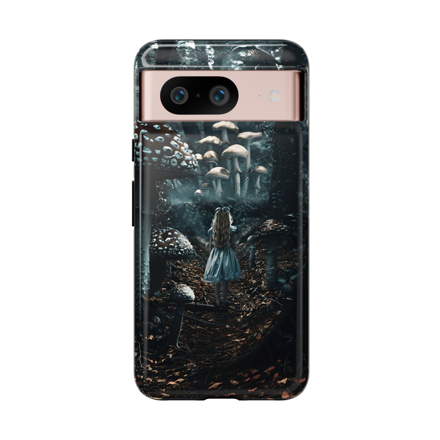 Alice in the Mushroom Forest Phone Case – Fantasy Wonderland Design for iPhone, Samsung Galaxy, and Google Pixel Devices