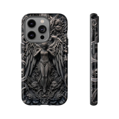 Grey Angel Phone Case – Gothic Marble Statue Design for iPhone, Samsung Galaxy, and Google Pixel Devices