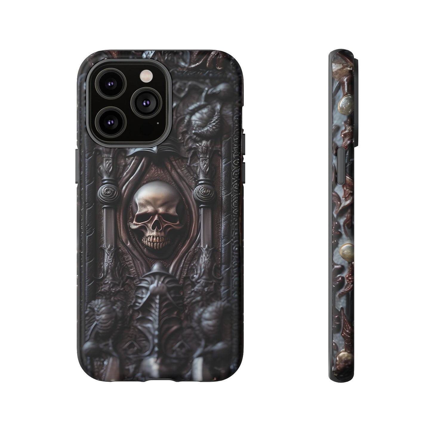 Dark Grimoire of Death Tough Phone Case – Gothic Skull Vampiric Design for iPhone, Samsung Galaxy, and Google Pixel Devices