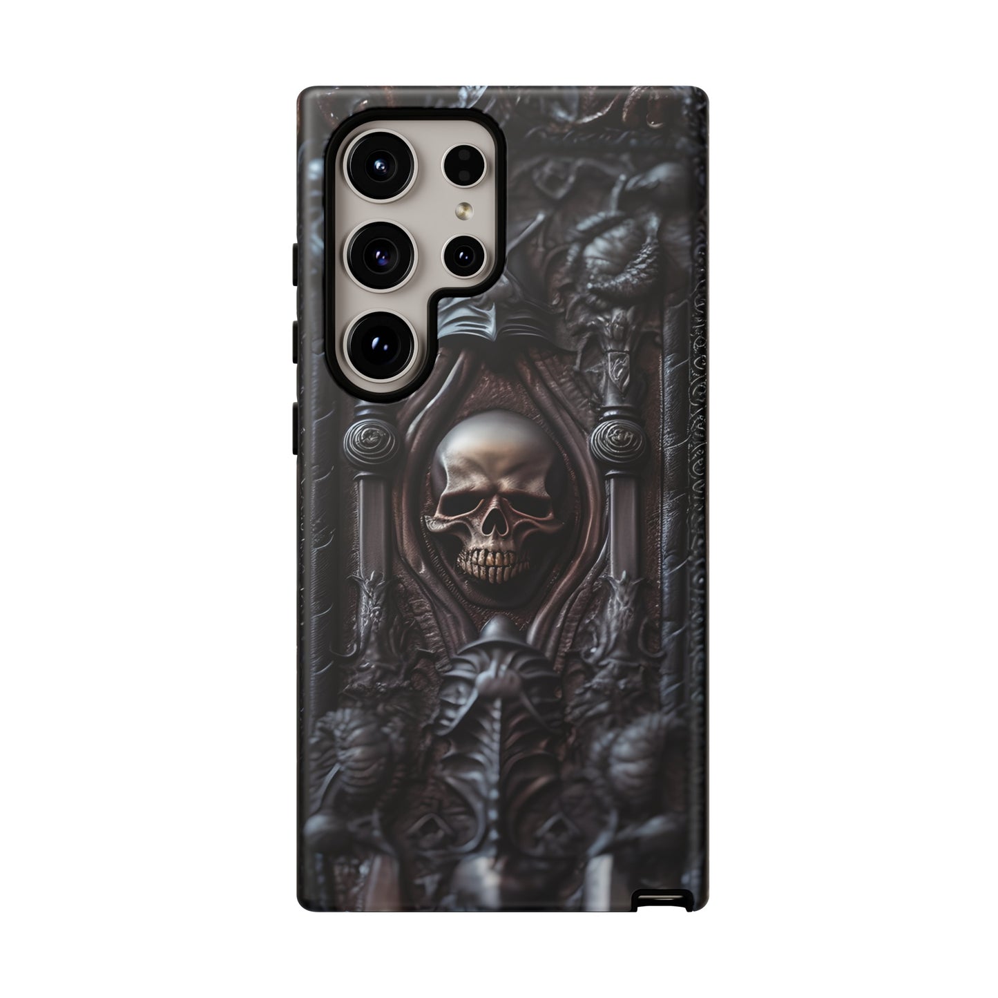 Dark Grimoire of Death Tough Phone Case – Gothic Skull Vampiric Design for iPhone, Samsung Galaxy, and Google Pixel Devices