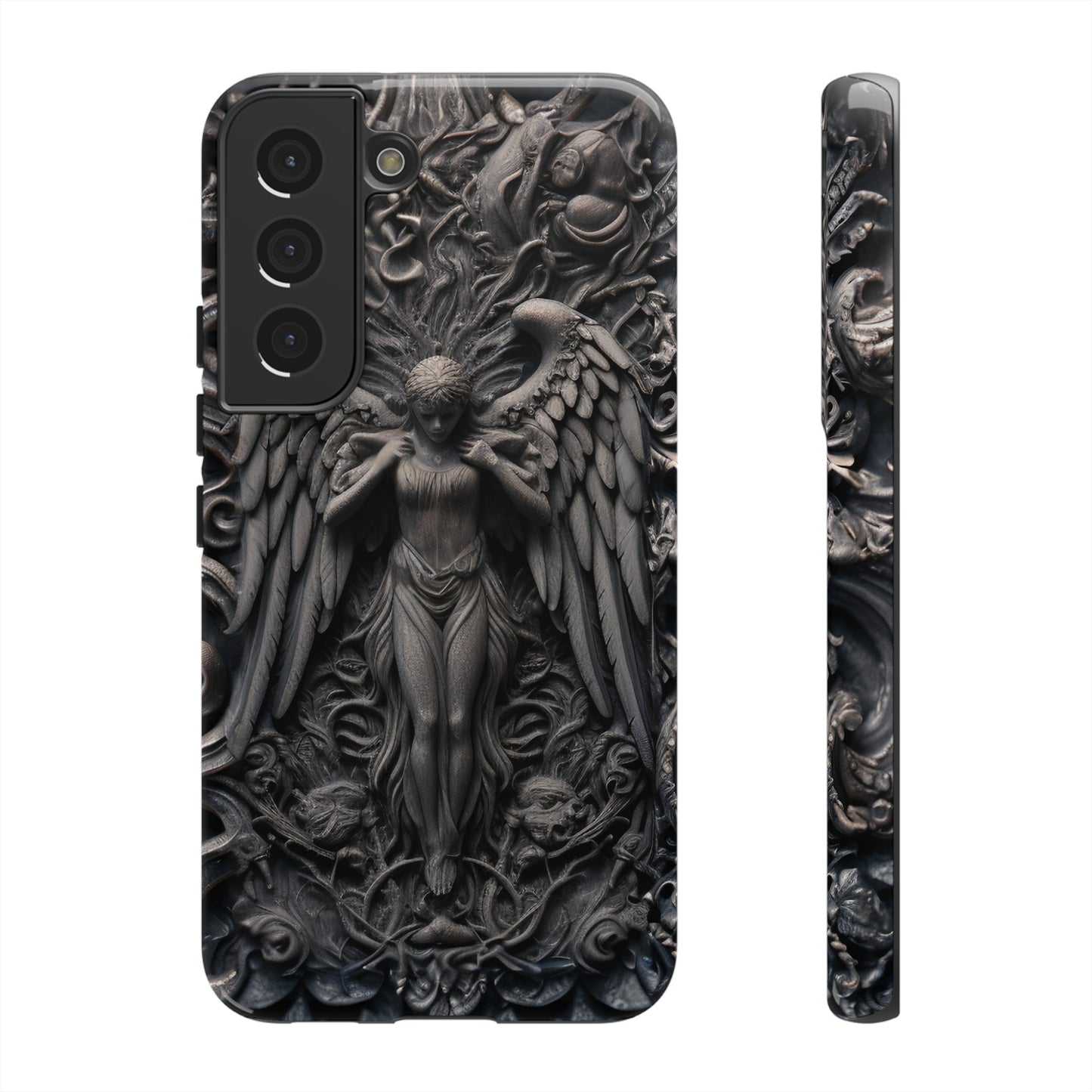 Grey Angel Phone Case – Gothic Marble Statue Design for iPhone, Samsung Galaxy, and Google Pixel Devices