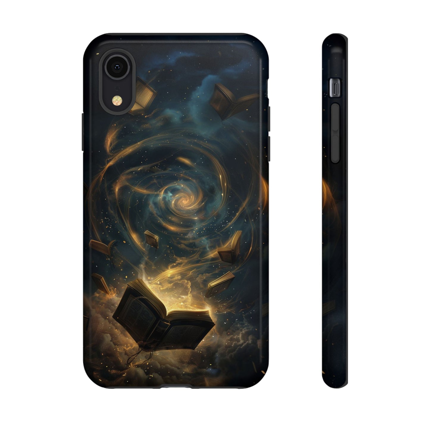 Magical Galaxy Swirling Books Phone Case - Celestial Book Lover's Gift for iPhone, Samsung Galaxy, and Google Pixel Devices