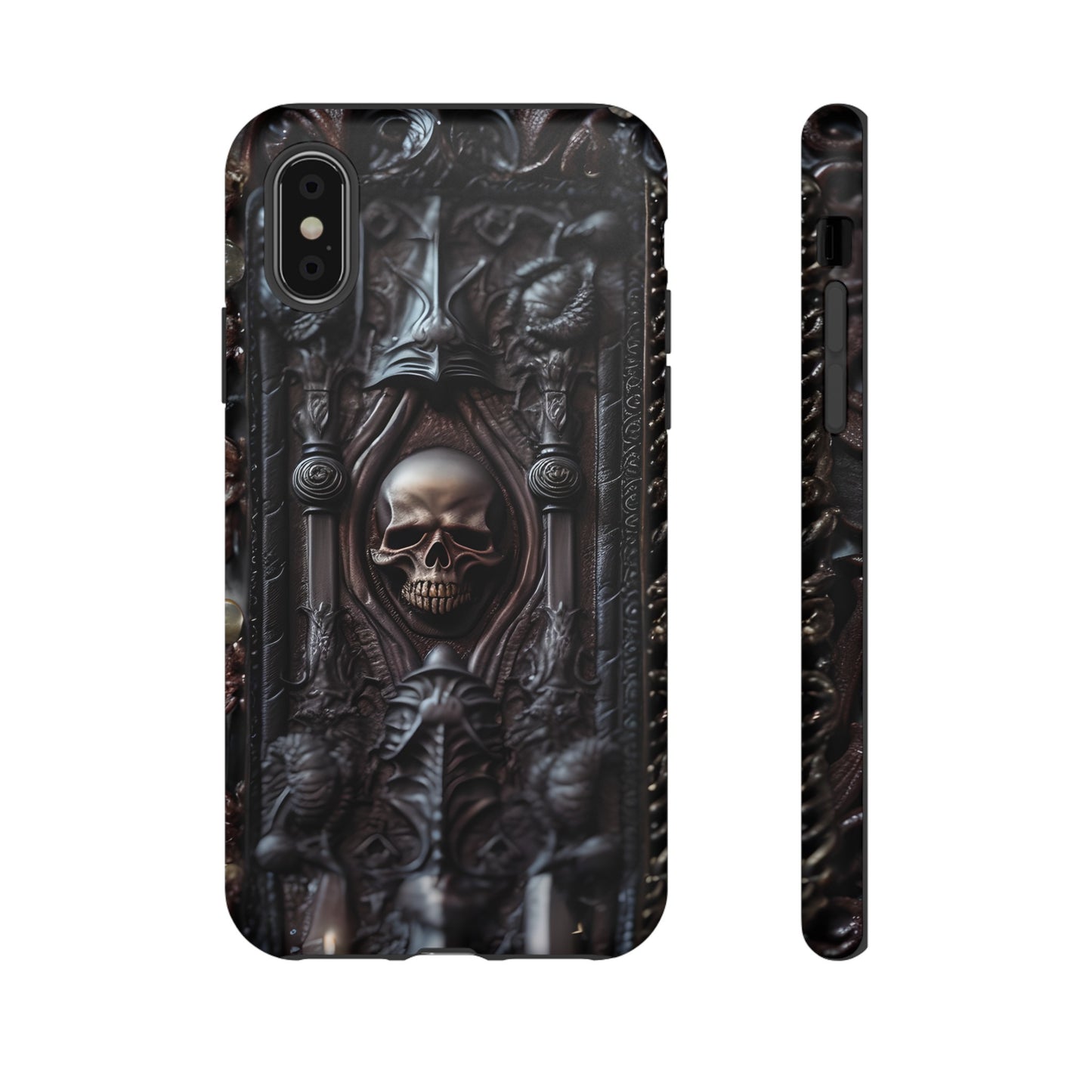 Dark Grimoire of Death Tough Phone Case – Gothic Skull Vampiric Design for iPhone, Samsung Galaxy, and Google Pixel Devices