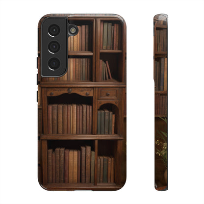 Book Shelf Phone Case – Vintage Library Design for iPhone, Samsung Galaxy, and Google Pixel Devices