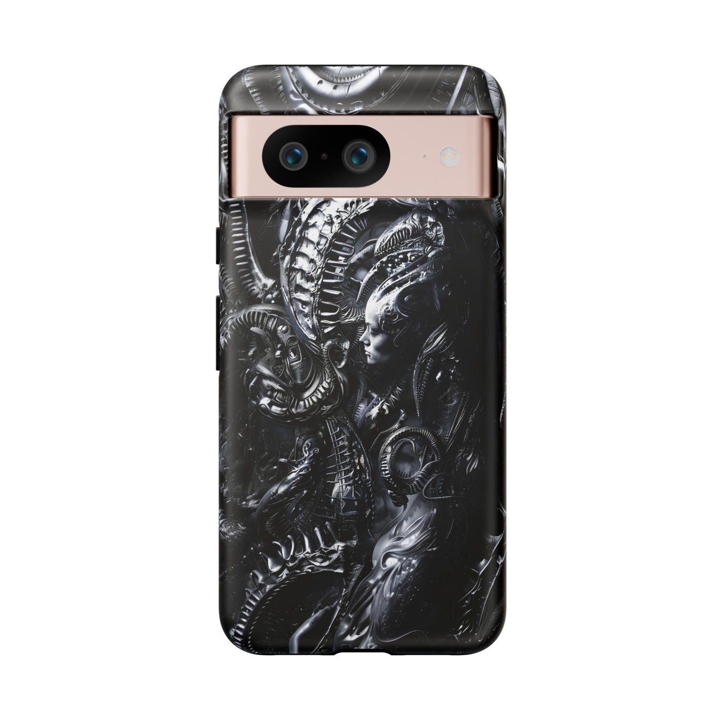 Biomechanical Transhumanism Phone Case – Alien Horror Design for iPhone and Samsung Galaxy Devices