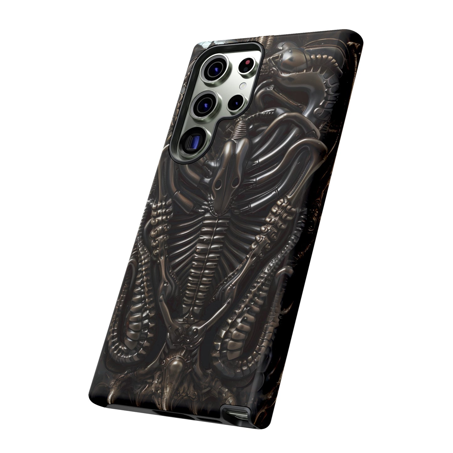 Biomechanical Nightmares Tough Phone Case – Alien Horror Design for iPhone and Samsung Galaxy Devices