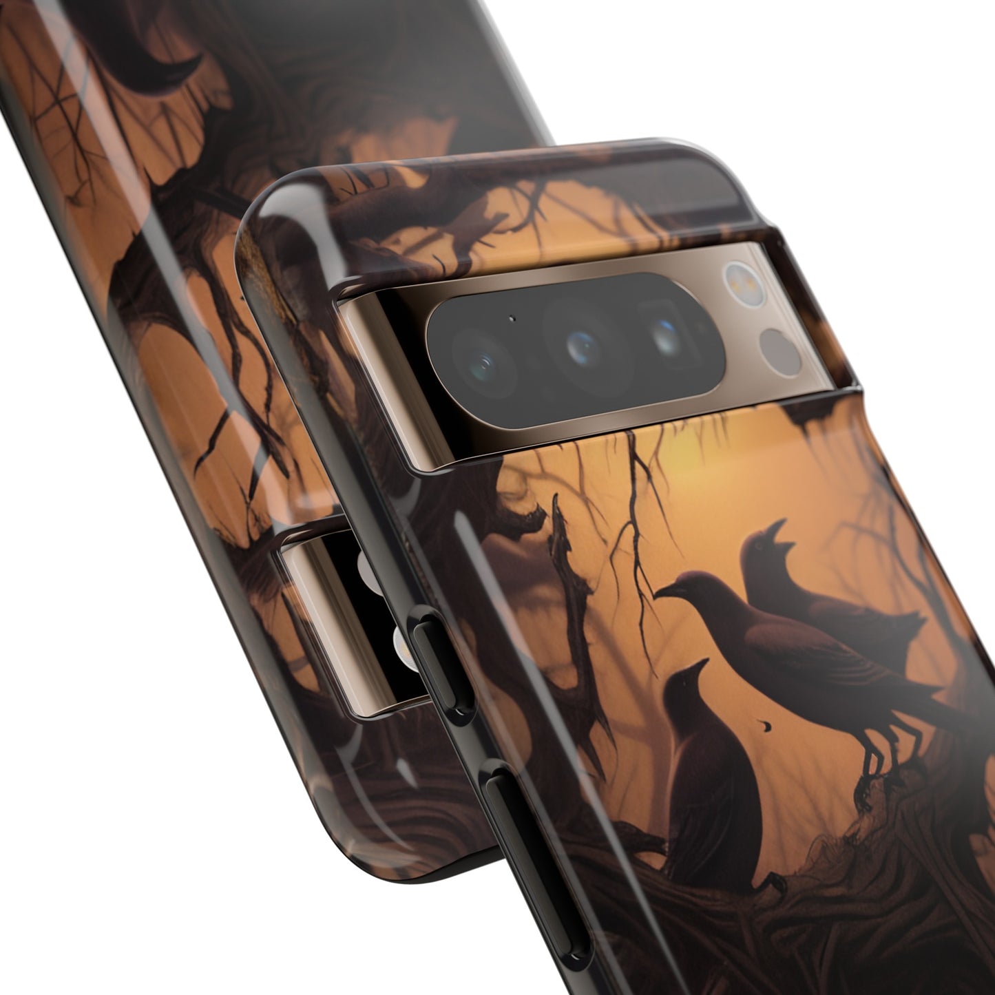 Ravens at Dusk Phone Case – Gothic Halloween Design with Edgar Allan Poe Inspired Crows for iPhone, Samsung Galaxy, and Google Pixel Devices