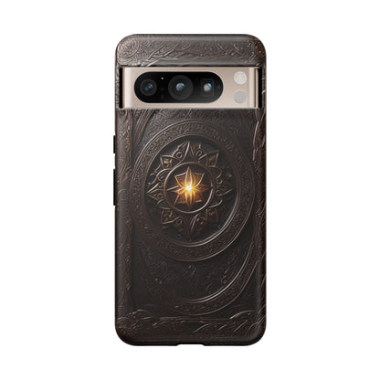 Intricate Leather Flower Tough Phone Case – Elegant Floral Design for iPhone, Samsung Galaxy, and Google Pixel Devices