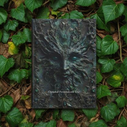 Eldritch Forest Spirit Journal - Gothic Green Man Notebook with Optional Personalized Text