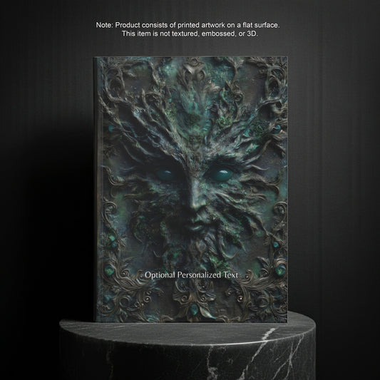 Eldritch Forest Spirit Journal - Gothic Green Man Notebook with Optional Personalized Text