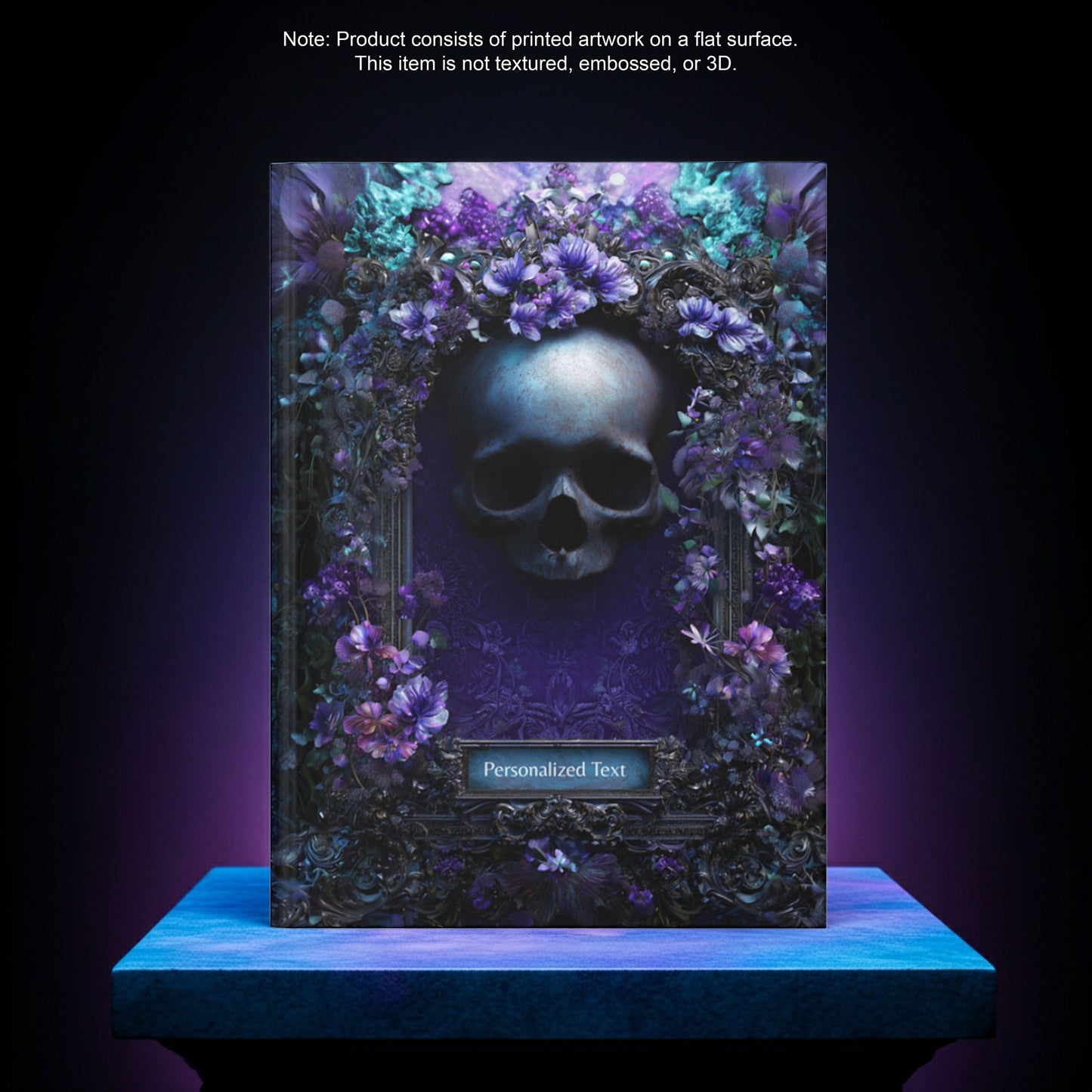 Gothic Skull & Violet Bloom Journal - Dark Floral Notebook with Optional Personalized Text