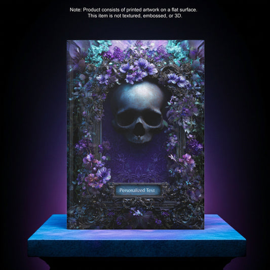 Gothic Skull & Violet Bloom Journal - Dark Floral Notebook with Optional Personalized Text