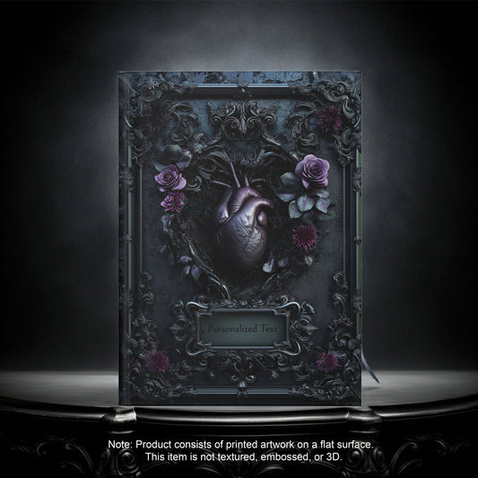 Gothic Heart & Roses Journal - Dark Anatomical Notebook with Optional Personalized Text