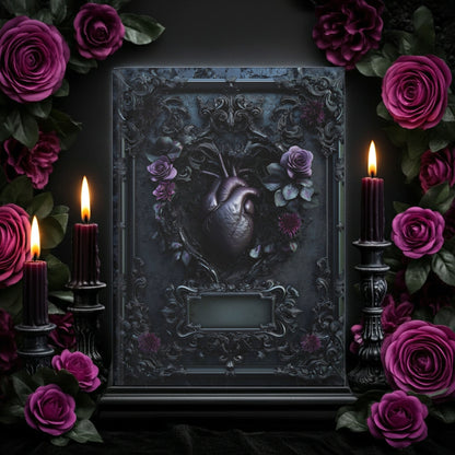 Gothic Heart & Roses Journal - Dark Anatomical Notebook with Optional Personalized Text