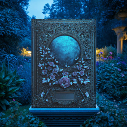 Blue Moon Gothic Roses Journal - Celestial Floral Notebook with Optional Personalized Text