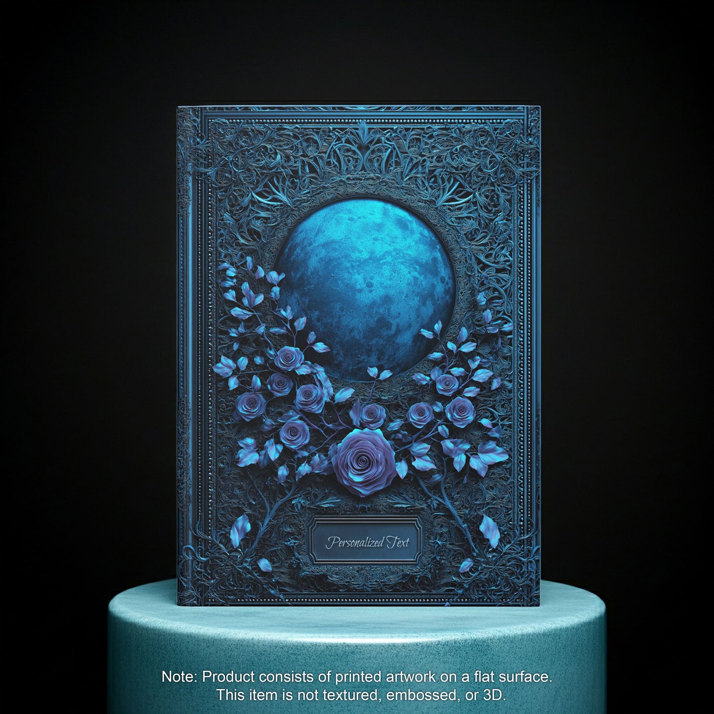 Blue Moon Gothic Roses Journal - Celestial Floral Notebook with Optional Personalized Text